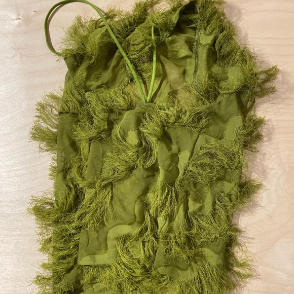 SHEIN Olive Green Fringed Crop Top Small (NN) - Picture 6 of 9